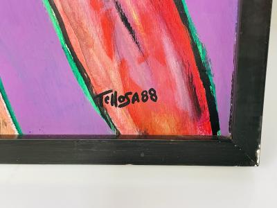 Jesus Tellosa Monumental Mixed Media Painting by Mexican Artist Jesus Tellosa Signed Dated