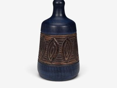 Jette Heller e Danish Modern Carved Stoneware Table Lamp Denmark c 1970s