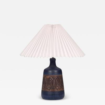 Jette Heller e Danish Modern Carved Stoneware Table Lamp Denmark c 1970s