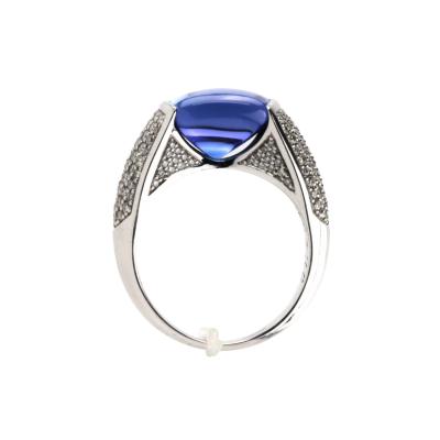 Jewellery 18k White Gold Ring With A 10 20 Carat Tanzanite And Diamonds