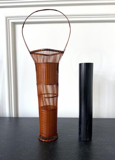 Jin Morigami Japanese Woven Bamboo Ikebana Basket by Jin Morigami