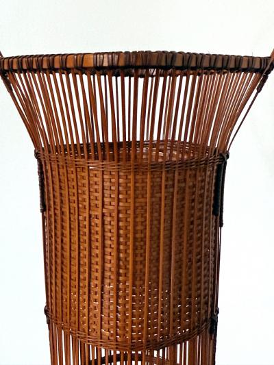 Jin Morigami Japanese Woven Bamboo Ikebana Basket by Jin Morigami