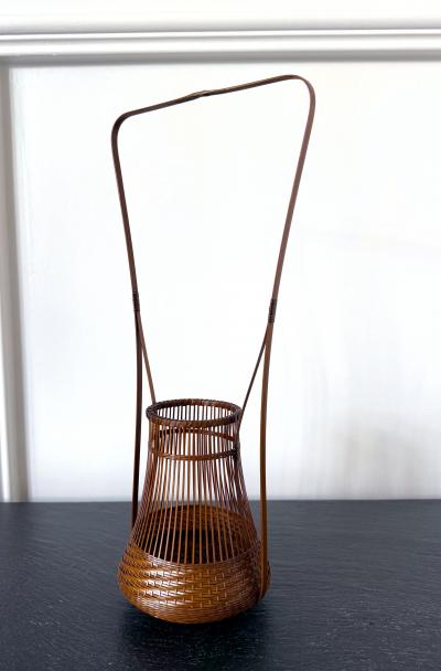 Jin Morigami Japanese Woven Bamboo Ikebana Basket by Jin Morigami