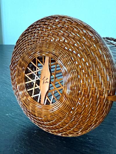 Jin Morigami Japanese Woven Bamboo Ikebana Basket by Jin Morigami
