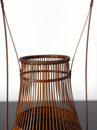 Jin Morigami Japanese Woven Bamboo Ikebana Basket by Jin Morigami