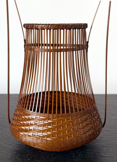 Jin Morigami Japanese Woven Bamboo Ikebana Basket by Jin Morigami