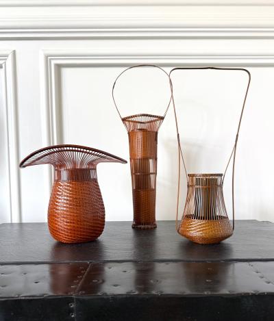 Jin Morigami Japanese Woven Bamboo Ikebana Basket by Jin Morigami