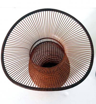 Jin Morigami Japanese Woven Bamboo Ikebana Vase by Jin Morigami