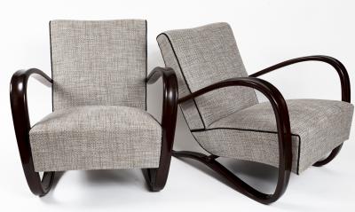 Jindrich Halabala Pair Of Art Deco Czech Lounge Chairs By Jindrich Halabala
