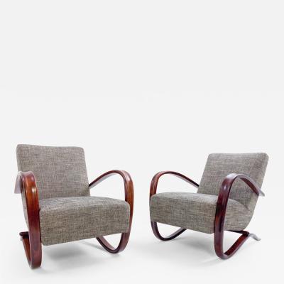 Jindrich Halabala Pair of H269 Bentwood Armchairs by Jindrich Halabala