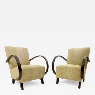 Jindrich Halabala Pair of Mid Century Bentwood Armchairs by Jindrich Halabala