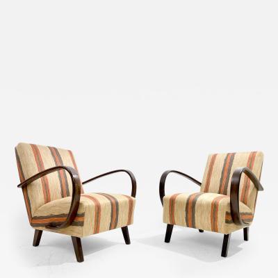 Jindrich Halabala Pair of Mid Century Bentwood Armchairs by Jindrich Halabala