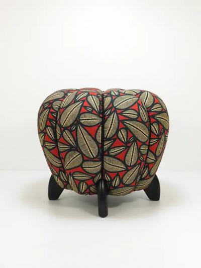 Jindrich Halabala Up to 3 Art Deco Jindrich Halabala Stool Leaf Pattern Pouf Ottoman 1930s