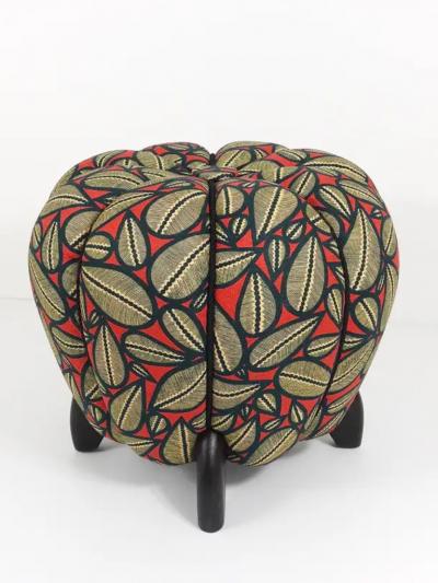 Jindrich Halabala Up to 3 Art Deco Jindrich Halabala Stool Leaf Pattern Pouf Ottoman 1930s