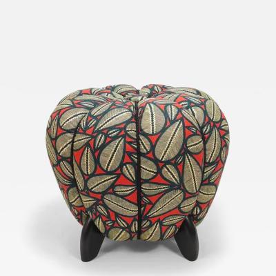 Jindrich Halabala Up to 3 Art Deco Jindrich Halabala Stool Leaf Pattern Pouf Ottoman 1930s