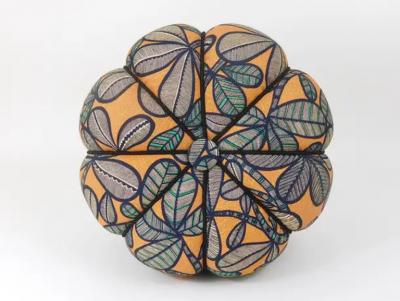 Jindrich Halabala Up to 3 Art Deco Jindrich Halabala Stool Leaf Pattern Pouf Ottoman 1930s