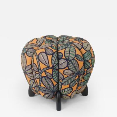Jindrich Halabala Up to 3 Art Deco Jindrich Halabala Stool Leaf Pattern Pouf Ottoman 1930s