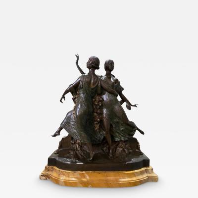 Jo Descomps Art Nouveau Bronze Sculpture by Joe Descomps young women in motion 