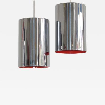 Jo Hammerborg Jo Hammerborg Mid Century Danish Chrome Pendent Lamps