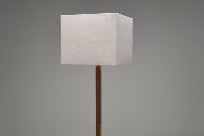 Jo Hammerborg Wood Veneer and Copper Kardinal Floor Lamp by Jo Hammerborg Denmark 1960s