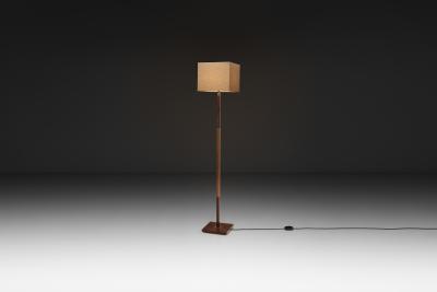 Jo Hammerborg Wood Veneer and Copper Kardinal Floor Lamp by Jo Hammerborg Denmark 1960s