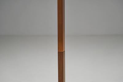 Jo Hammerborg Wood Veneer and Copper Kardinal Floor Lamp by Jo Hammerborg Denmark 1960s
