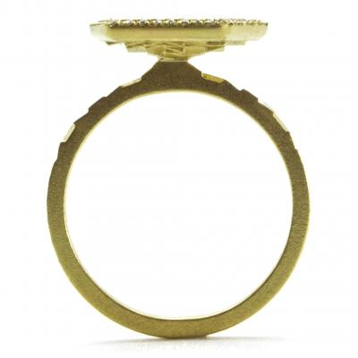Jo Hayes Ward Brilliant White Diamond Reflective Yellow Gold Hex Stratus Ring Jo Hayes Ward