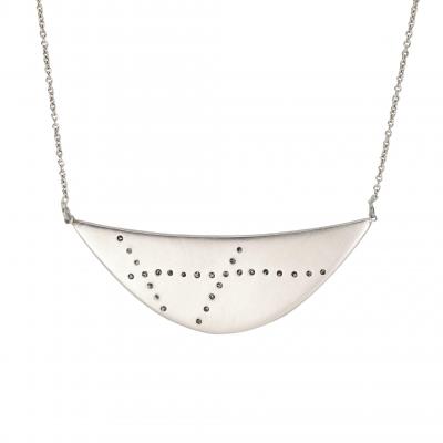 Jo Hayes Ward Champagne Diamond Prismatic White Gold Hex Crescent Necklace Jo Hayes Ward