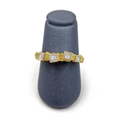 Jo Hayes Ward Princess Cut White Diamond Reflective Gold Chaos Cube Ring Jo Hayes Ward