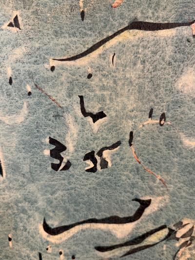 Joan Mir MID CENTURY ABSTRACT DOUBLE SIDED CANVAS PAINTING IN THE MANNER OF JOAN MIRO