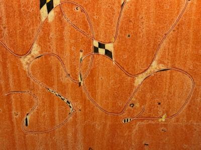 Joan Mir MID CENTURY ABSTRACT DOUBLE SIDED CANVAS PAINTING IN THE MANNER OF JOAN MIRO