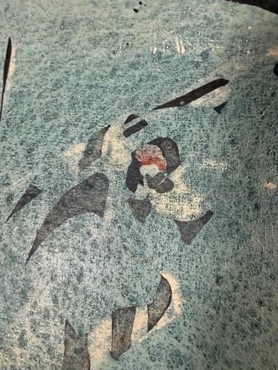 Joan Mir MID CENTURY ABSTRACT DOUBLE SIDED CANVAS PAINTING IN THE MANNER OF JOAN MIRO