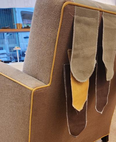 Joanna Frank Danish Club Chair Coffee Pills with Maki Yamamoto Couture Textile