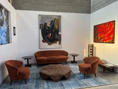 Joaquim Tenreiro 1960s Brazilian Modern Sofa Concha in Hardwood Fabric by Joaquim Tenreiro