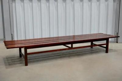 Joaquim Tenreiro Brazilian Mid Century Bench in Hardwood Attributed to Joaquim Tenreiro 1960 s