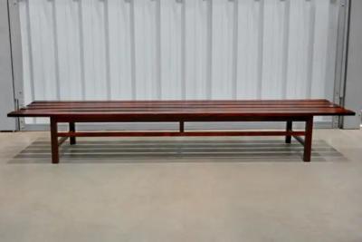 Joaquim Tenreiro Brazilian Mid Century Bench in Hardwood Attributed to Joaquim Tenreiro 1960 s