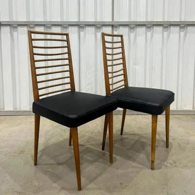 Joaquim Tenreiro Brazilian Mid Century Chairs in Hardwood Leather by Joaquim Tenreiro c 1950