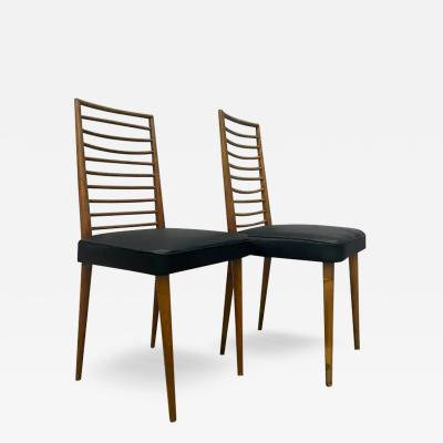 Joaquim Tenreiro Brazilian Mid Century Chairs in Hardwood Leather by Joaquim Tenreiro c 1950