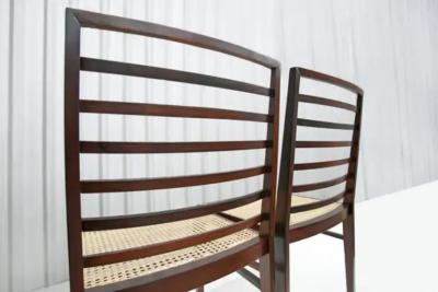 Joaquim Tenreiro Brazilian Modern 4 Chair Set in Hardwood Cane Joaquim Tenreiro Brazil 1950s