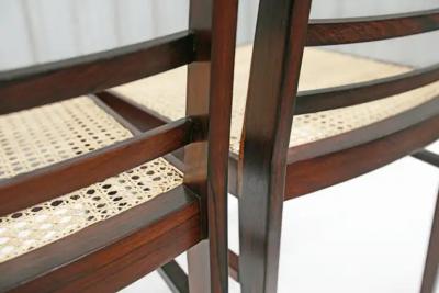 Joaquim Tenreiro Brazilian Modern 4 Chair Set in Hardwood Cane Joaquim Tenreiro Brazil 1950s