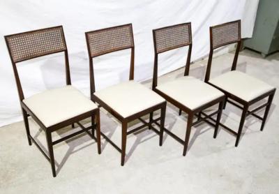 Joaquim Tenreiro Brazilian Modern 4 Chair Set in Hardwood Cane Leather Joaquim Tenreiro 1950s