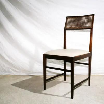 Joaquim Tenreiro Brazilian Modern 4 Chair Set in Hardwood Cane Leather Joaquim Tenreiro 1950s
