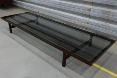 Joaquim Tenreiro Brazilian Modern Coffee Table in Hardwood Glass Joaquim Tenreiro 1950s