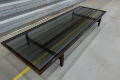 Joaquim Tenreiro Brazilian Modern Coffee Table in Hardwood Glass Joaquim Tenreiro 1950s