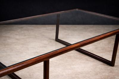 Joaquim Tenreiro Brazilian Modern Coffee Table in Rosewood Glass Joaquim Tenreiro 1960s