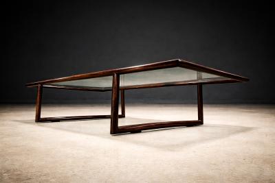 Joaquim Tenreiro Brazilian Modern Coffee Table in Rosewood Glass Joaquim Tenreiro 1960s