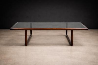 Joaquim Tenreiro Brazilian Modern Coffee Table in Rosewood Glass Joaquim Tenreiro 1960s