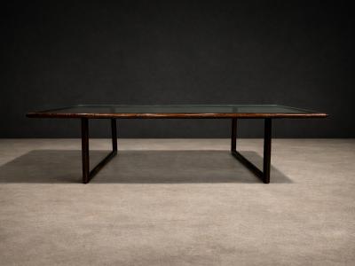 Joaquim Tenreiro Brazilian Modern Coffee Table in Rosewood Glass Joaquim Tenreiro 1960s