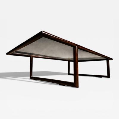 Joaquim Tenreiro Brazilian Modern Coffee Table in Rosewood Glass Joaquim Tenreiro 1960s