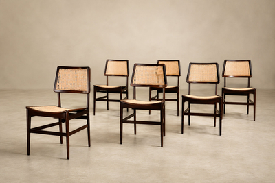 Joaquim Tenreiro Brazilian Modern Set of Ten Chairs in Rosewood Cane Joaquim Tenreiro 1960s